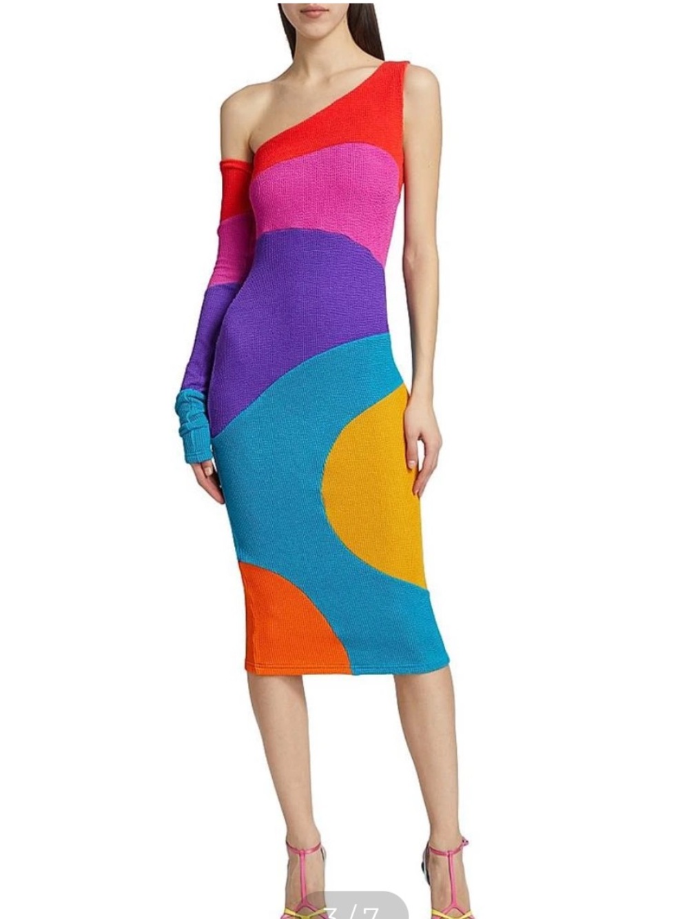 BruceGlen Women’s Colorblock One-Shoulder Midi-Dress